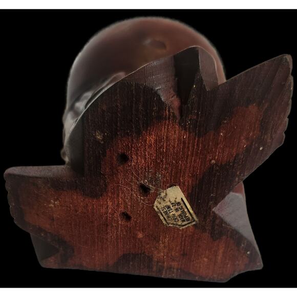 Vintage Hand Carved Wooden Laughing Buddha Hotei Statue Taiwan ROC Label - Picture 6 of 9